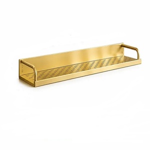 Stylish Brass <b>Shelf</b> Bracket Towel Rack With <b>Hooks</b> Gold Finished Durable <b>Shelf</b> Bracket Support Vintage Modern Design Used Home - Product Image 2