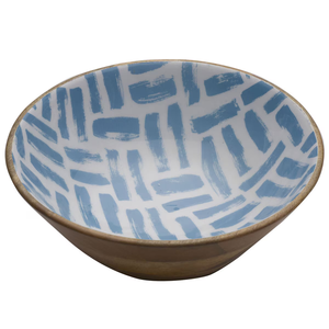 Tazón de Madera de Alta Calidad para Servir Alimentos con Diseño de Pinceladas Azules, Tazón para Servir con Diseño Moderno Impreso en Esmalte - Product Image 1