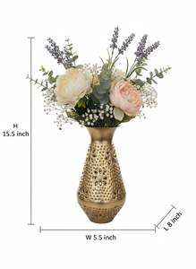 Florero Decorativo de Metal Dorado para Decoración del Hogar, Elegante Centro de Mesa para Sala de Estar - Product Image 2