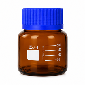 Botellas de Vidrio Ámbar de Boca Ancha de 250 ml, 500 ml y 1000 ml para Reactivos Químicos de Laboratorio y Uso Farmacéutico con Tapas de Rosca - Product Image 1