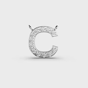 C Letter Moissanite Charm 925 <b>Silver</b> Pave Setting Round Brilliant Cut Unisex Classic Pendant Jewelry - Product Image 1