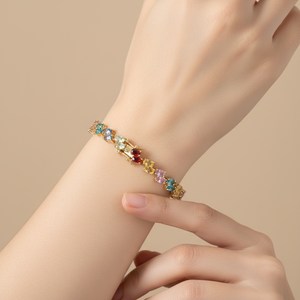 Pulsera de Plata 925 con Baño de Rodio y Cristales Multicolor para Mujer, con Engaste de Garra y Cadena de Eslabones, Joyería de Lujo para Uso Diario en Oferta - Product Image 5