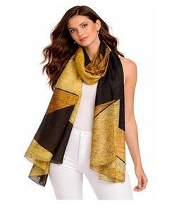 Écharpe en soie à imprimé abstrait pour femme, légère, douce, élégante, longue, pour un usage décontracté. - Product Image 1