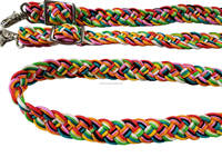 Rênes de cheval de 2mm d'épaisseur, corde P.P de 1 pouce de largeur, multicolore avec boucle et crochets de haute qualité, rênes à tissage fin, unités de prix de gros