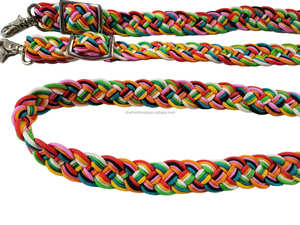 Rênes de cheval de 2mm d'épaisseur, corde P.P de 1 pouce de largeur, multicolore avec boucle et crochets de haute qualité, rênes à tissage fin, unités de prix de gros - Product Image 4