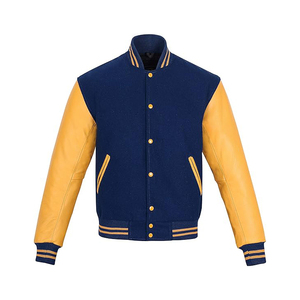 Blouson universitaire pour homme en cuir teinté avec manches colorées en laine, style baseball, finition artistique, rétro, streetwear, manteau d'hiver - Product Image 3
