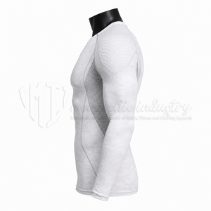 Unisex <b>White</b> Full Sleeve <b>Compression</b> Rash Guard Eco-Friendly Breathable Spandex Polyester Quick Dry Athletic Performance <b>Shirt</b> - Product Image 5
