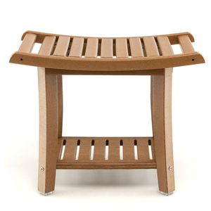 Heavy Duty Waterproof Bath <b>Stool</b> with Curved Seat and Storage Shelf <b>Bathroom</b> Furniture - Product Image 5
