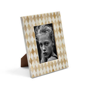 Cadre photo vertical élégant fait main avec incrustation osseuse, impression UV, 4x6 pouces, motif tressé perlé, présentoir de table durable - Product Image 2