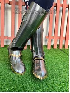 Protège-jambes de chevalier en acier inoxydable, plaqué argent poli, protection complète des jambes, style antique, artisanat métallique - Product Image 2