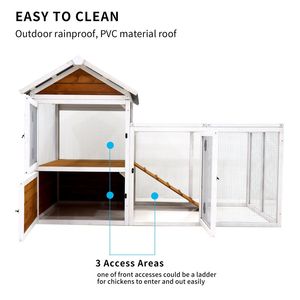 Poulailler et enclos à lapins en bois de 77 pouces pour l'extérieur, avec nichoir en PVC imperméable, jaune - Product Image 5