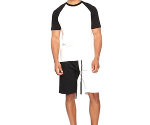 Conjunto Deportivo Personalizado para Hombre, Camiseta de Manga Corta de Secado Rápido con Bloques de Color y Pantalones Cortos con Dobladillo Dividido, Ropa de Verano, Corte Regular - Product Image 1