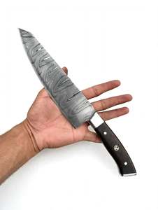 Cuchillo de Chef Artesanal de Acero de Damasco con Mango de Madera de Ébano Oscuro, Herramienta de Preparación - Product Image 3