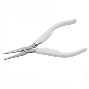 <b>Long</b> Flat <b>Nose</b> Pliers 140mm Stainless Steel Smooth Jaws Spring White Plastic Precision Wire Wrapping Jewelry Making Circlip OEM - Product Image 1