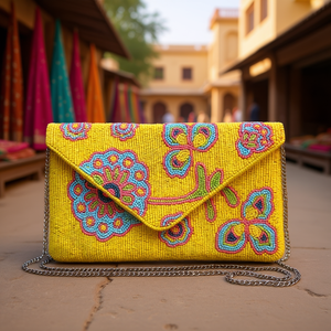 Sac perlé indien fait main coloré, artisanat ethnique de luxe, style durable et tendance, accessoire de mode en cristal de qualité supérieure, perles de verre - Product Image 3