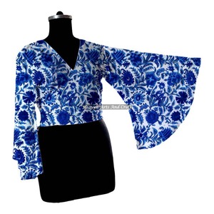 Tops de algodón vintage para verano, cómodos, con estilo, sexys, top corto de algodón y top de yoga, talla única, manga acampanada, informal, para fiesta. - Product Image 3