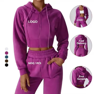 Sudaderas con Capucha y Cremallera de Color Sólido para Mujer, Otoño Invierno, Corte Regular, Ropa Deportiva, Tops de Yoga, Ropa para Correr y Hacer Ejercicio - Product Image 2