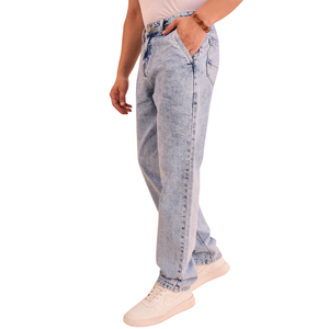 Jeans en denim coupe droite pour homme, lavage classique, coton lourd, confort sur mesure, streetwear décontracté, OEM ODM - Product Image 2