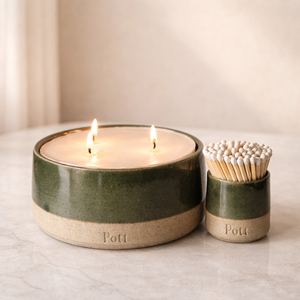 Vase à bougie en céramique artisanale, glaçure bicolore, mèche unique, longue durée de combustion, décoration d'intérieur haut de gamme, choix de cadeau élégant - Product Image 4