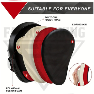 แผ่นซ้อมชกมวยสีขาวดำโค้งมน อุปกรณ์ฝึกซ้อมระดับสูง หนังและ PU คุณภาพดี พร้อมผ้าพันมือแบบมีแถบตีนตุ๊กแก - Product Image 3