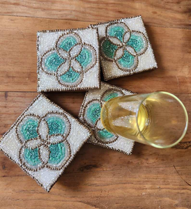 Premium Trendy Handcraft <b>Beaded</b> Embroidery Pineapple Design Four Set <b>Coaster</b> Stylish Fancy Cute Elegant - Product Image 4