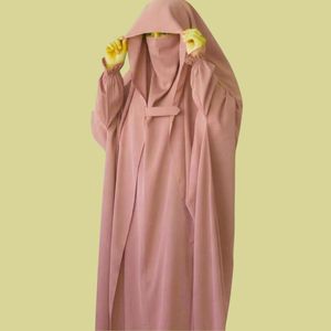 Robe longue de soirée/formelle pour femme, unie, imprimée, respirante, en mousseline de soie et satin, coupe droite, col rond, style Abaya modeste - Product Image 3