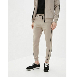 Men's Winter Solid Color Windproof Polyester/Cotton Suit Neck Long-Sleeved T-Shirt Pants Two-Piece Zipper Jacket <b>Trouser</b> - Product Image 5