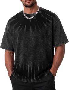 T-shirt Homme Vintage Épais Délavé à l'Acide Coupe Oversize Personnalisé Épaules Tombantes Col Rond Streetwear Délavage Minéral Manches Courtes 100% Coton - Product Image 1