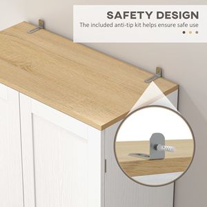 "Modern Freestanding Wood <b>Kitchen</b> <b>Pantry</b> with 4 Doors Adjustable Shelves Distressed White MDF Construction" - Product Image 6