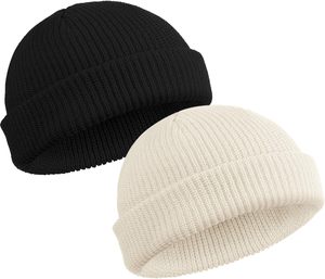 Gorro Unisex de Punto Acrílico 100% Color Sólido, Estilo Casual para Invierno, Talla 56-58CM, Negro y Crema, Último Modelo 2026 - Product Image 1