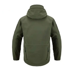 Veste polaire à capuche pour homme, coupe-vent, fermeture éclair, style chasse, vêtement d'hiver, coupe régulière, vert olive, extérieur en polyester, réversible - Product Image 3