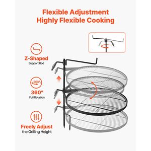 Heavy Duty Folding Swivel Campfire Grill 24.4"-Portable Steel <b>BBQ</b> <b>Grate</b> with 360 Height Adjustment - Product Image 5