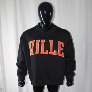 VILLE BLACK <b>Mock</b> <b>Neck</b> Sweatshirt 100%ORANGE Applique Embroidery wide <b>neck</b> Sweatshirt Finer Threads - Product Image 1