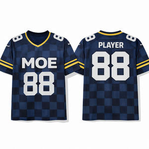 Maillot de football américain en polyester premium sublimé à carreaux, manches courtes, personnalisable pour équipes, fournisseur OEM en gros - Product Image 2