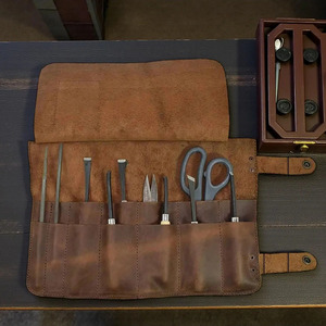 Étui à outils en cuir pleine fleur de qualité supérieure, enroulable, pour charpentier, menuisier, artisan, vente en gros OEM. - Product Image 1