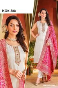 Fabricante de conjuntos de Kurti-Pant y Dupatta de viscosa jacquard de excelente calidad con bordados, de Surat Woman Fashion. - Product Image 2
