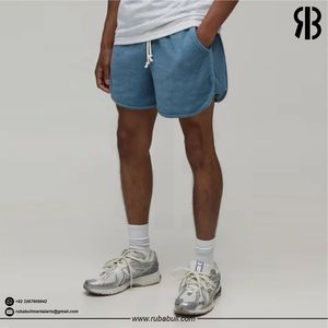 Pantalones Cortos Deportivos Rubabull Personalizados para Hombre, Azules, Retro, con Cordón Ajustable, Dobladillo Curvo, de Felpa, Casuales, para Gimnasio, Venta al Por Mayor - Product Image 5