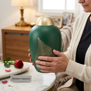 Premium Maroon Brass Cremation Urn Large Adult Funeral Ashes Jar Secured Threaded Lid Handmade Memorial Urns Factory Wholesale - Product Image 3