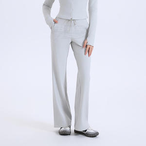 Pantalones de Yoga de Pierna Recta con Cintura Elástica, de Forro Polar a Cuadros para Invierno, Transpirables, de Secado Rápido, Cómodos y Elásticos - Product Image 4