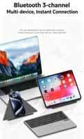 Keyboard Nirkabel Lipat Dua dengan Touchpad, Sarung Kulit, Keyboard Mini Lipat Portabel untuk iPad, Tablet, Ponsel, Laptop, Kantor