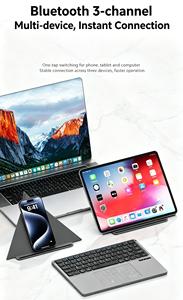 Teclado Inalámbrico Plegable con Panel Táctil, Funda de Cuero, Mini Teclado Portátil Plegable para iPad, Tablet, Teléfono, Laptop, Oficina - Product Image 4
