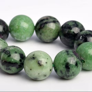 ลูกปัดพลอยทับทิมโซไซต์ธรรมชาติแท้ สีเขียวดำ ทรงกลม สำหรับทำเครื่องประดับ สร้อยข้อมือ สร้อยคอ - Product Image 1