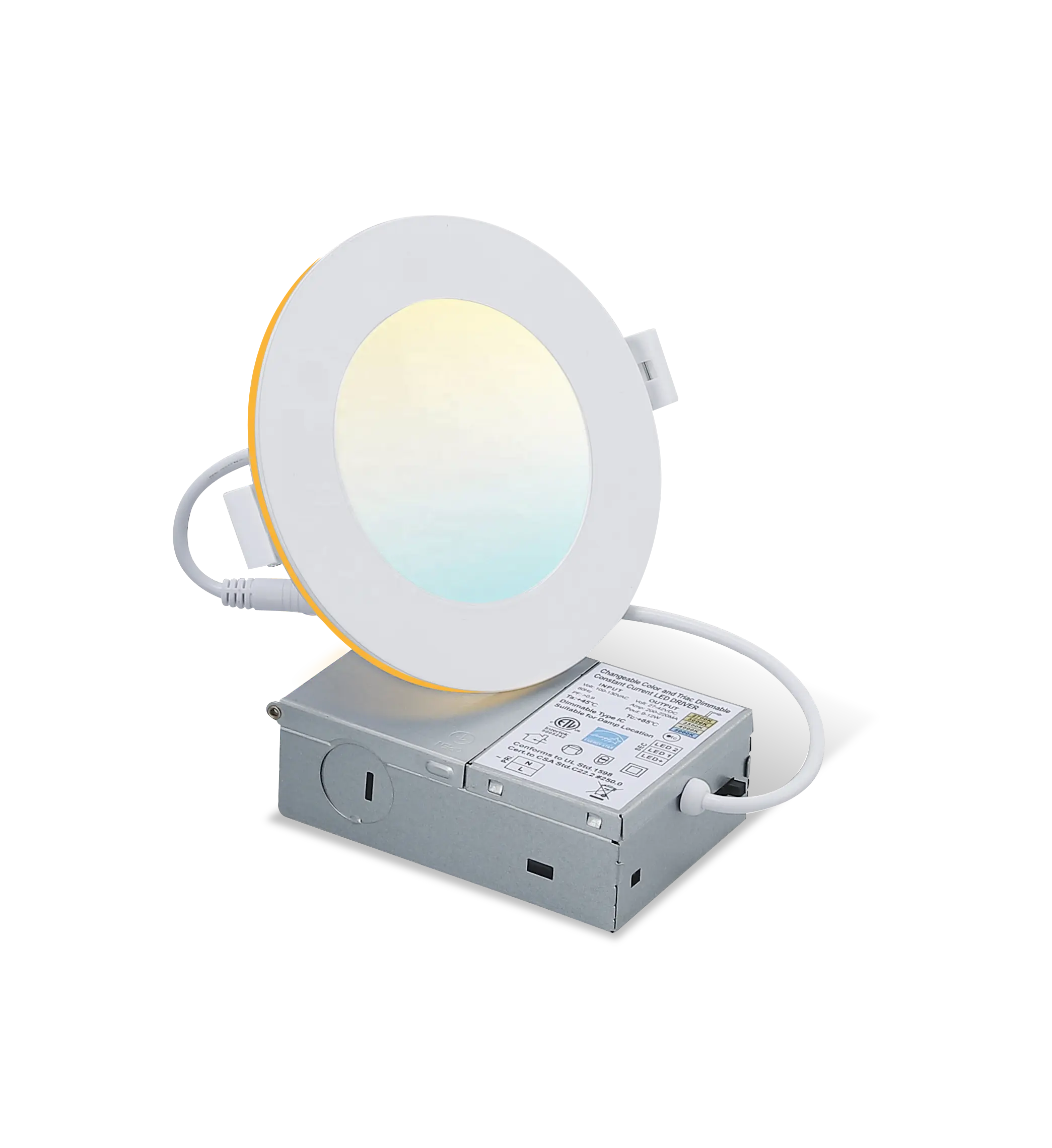 ETL 6 pouces 12 + 3W LED Encastré Downlight avec Mode Veilleuse 3CCT Sélectionnable Dimmable Canless Wafer Downlight 1800K-4000K 2200K