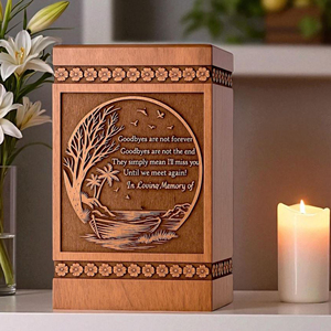 Handmade Wooden Cremation Urn: Engraved Tree Memorial Keepsake urn Memorial Keepsake by AYAANS - Product Image 4