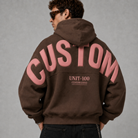 Sweat-shirt à capuche zippé pour homme, personnalisé avec logo OEM, en molleton épais 380 GSM, coupe oversize ample, grande taille, style streetwear
