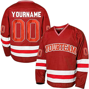 Camiseta de Hockey sobre Hielo Personalizada, Uniforme de Equipo Blanco, Negro y Rojo, Camiseta de Hockey Personalizada de Manga Larga para Partidos - Product Image 6