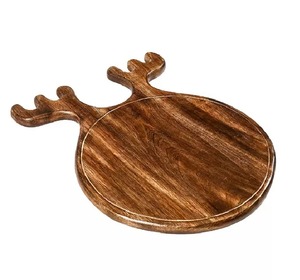 Bandeja Redonda de Madera Natural con Asas Metálicas, Diseño Retro Hecho a Mano, Vajilla de Madera Sólida para Fiestas - Product Image 6