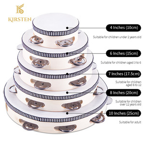 Tamburello in Legno da 7 Pollici, Personalizzabile OEM ODM con Logo e Motivo, Strumento a Percussione per Matrimoni, Feste di Natale, Vendita all'Ingrosso - Product Image 2
