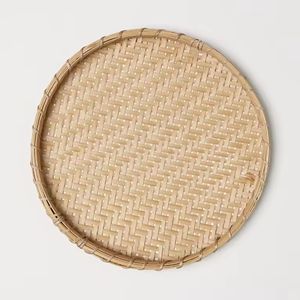 Traditional Handmade Bamboo <b>Tray</b> Round Woven <b>Serving</b> <b>Tray</b> for Food Fruit Bread Display Kitchen and Dining Table - Product Image 6