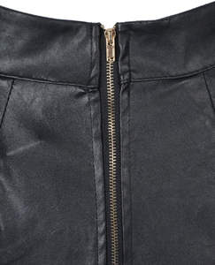 Jupe longue en cuir véritable taille haute pour femme, style estival décontracté, couleur unie personnalisée, haute qualité, cuir brillant - Product Image 3